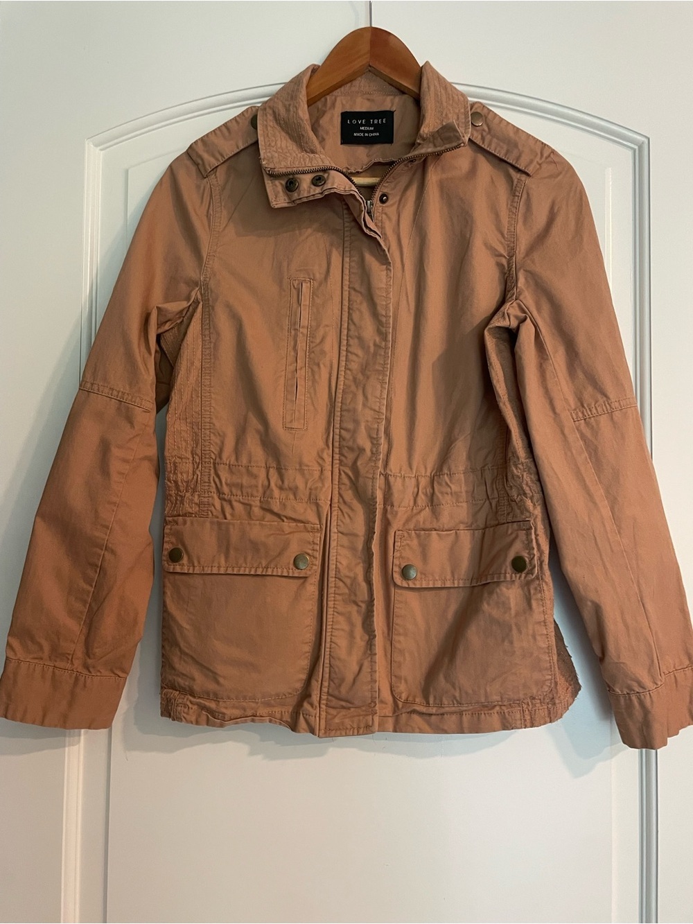Love Tree Casual Utility Cotton Jacket in Dusty Rose Size M